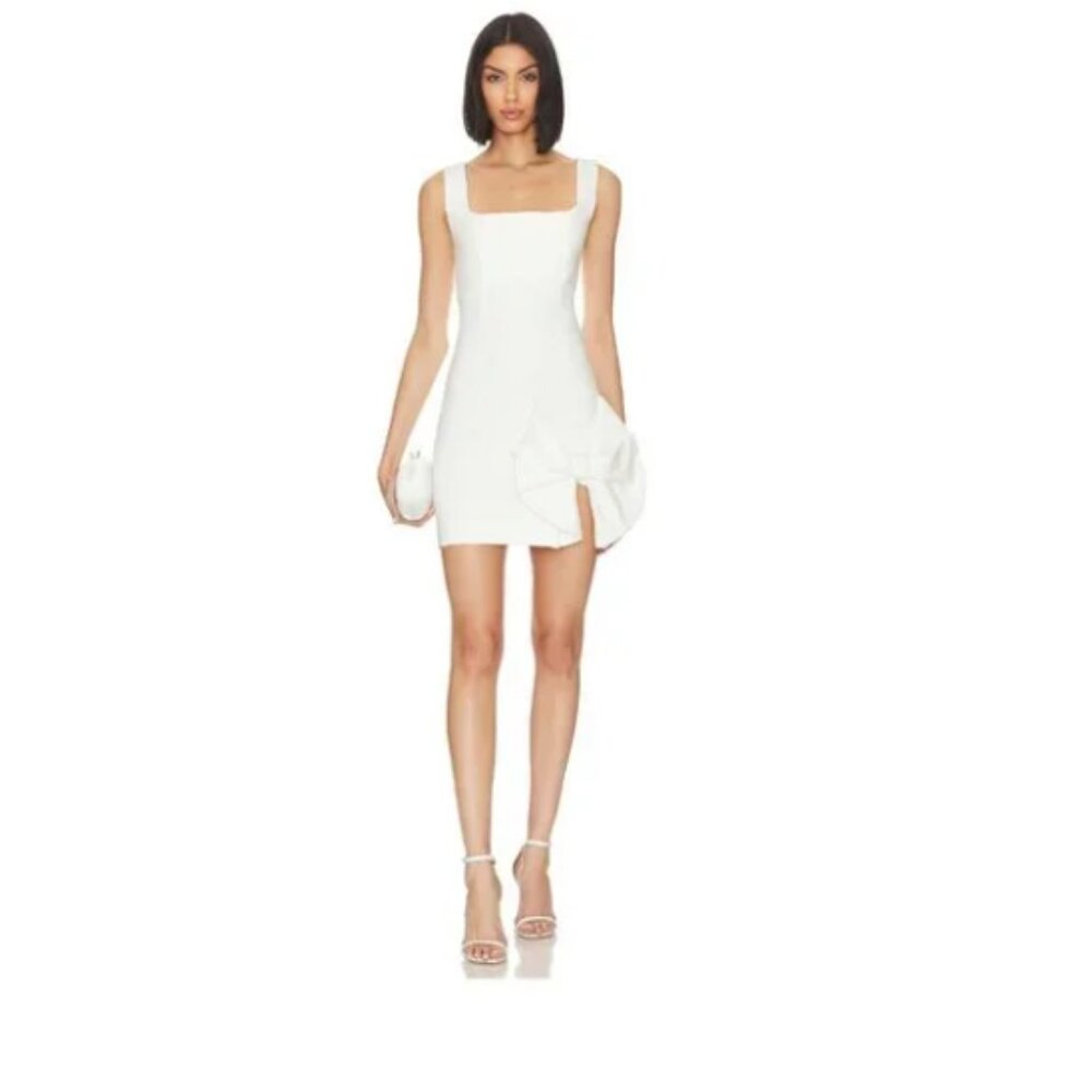 Elliat Rays White Mini Dress with Bow - M